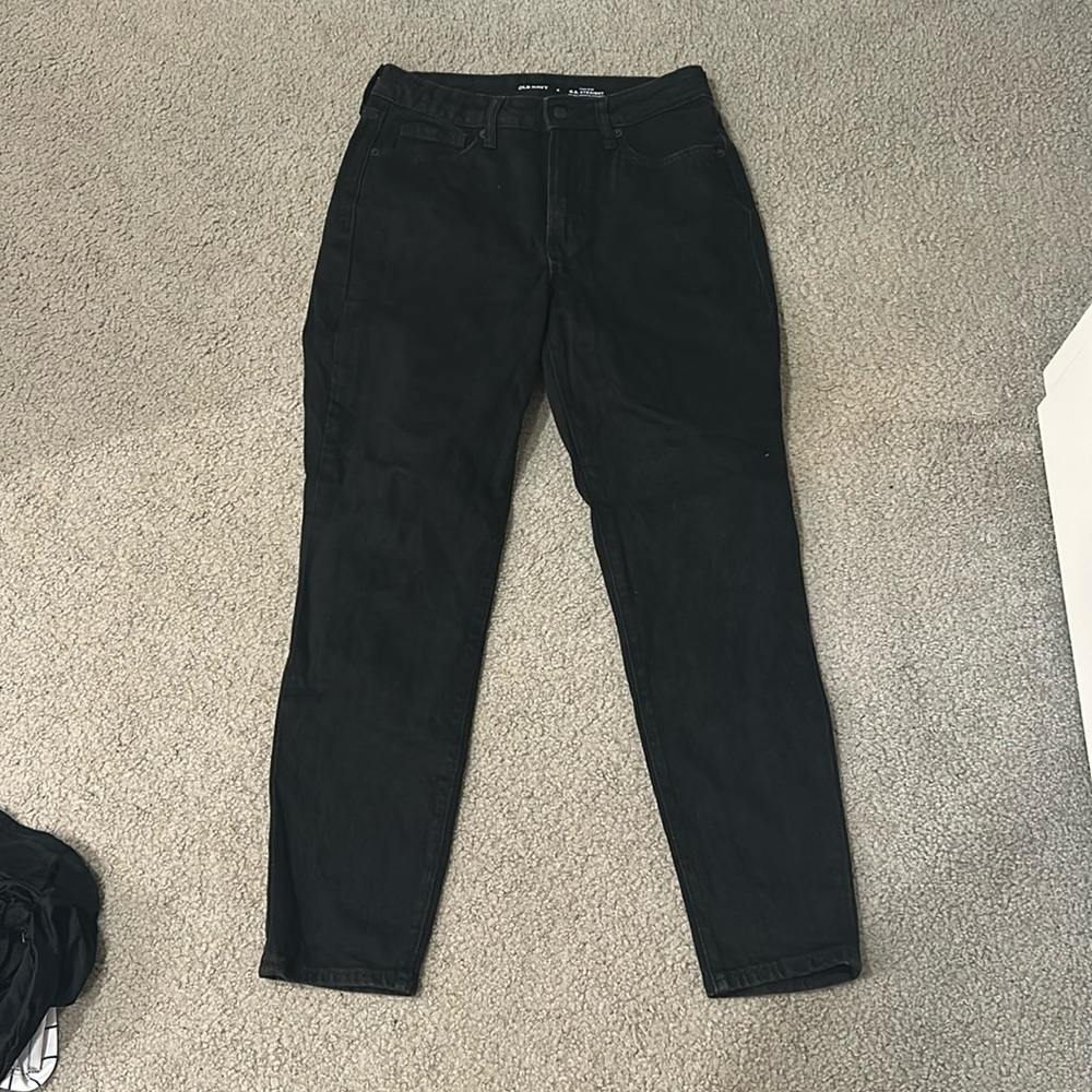 Black high rise OG straight jeans old navy worn twice